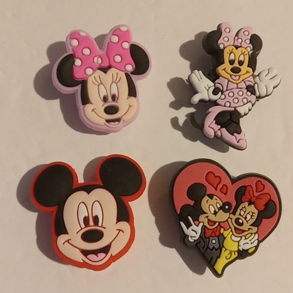 Disney Mickey and Minnie Mouse Shoe Charms Set of 4 Jibbetz